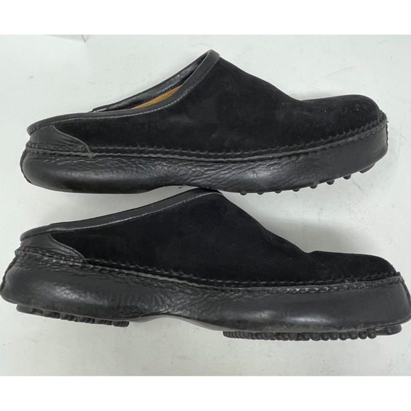 COLE HAAN Country Womens 9 Clog Shoes Black Suede Leather Knobby Outsole - Picture 7 of 10